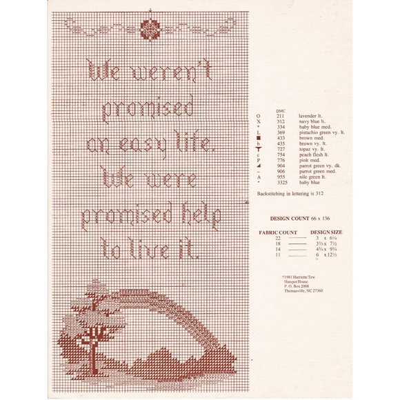 Vintage Cross Stitch Patterns, Promises by Harriette Tew, Hutspot House Leaflet - Picture 2 of 2